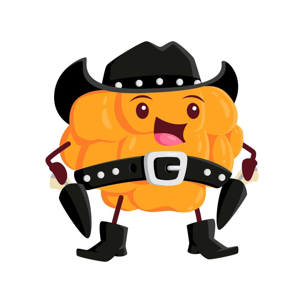 Cartoon funny cloudberry cowboy funny character vector
