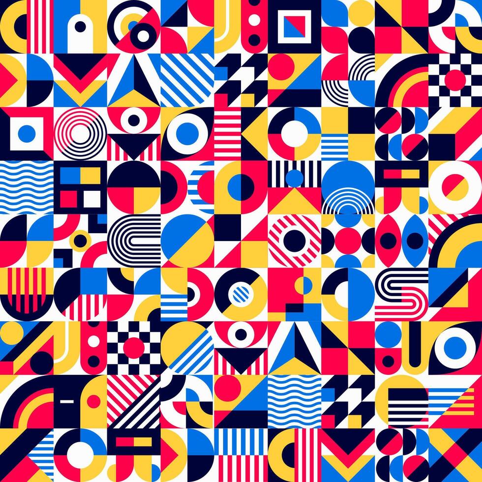 Bauhaus seamless pattern, geometric background vector