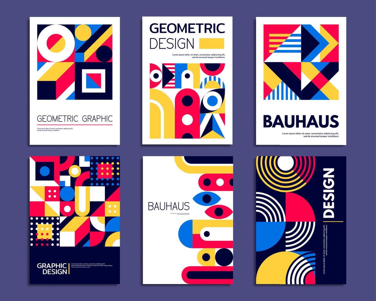 Abstract geometric patterns, bauhaus posters vector