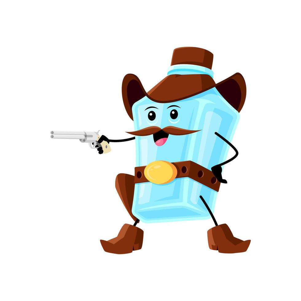 Cartoon pulque bottle cowboy and sheriff, bandit vector