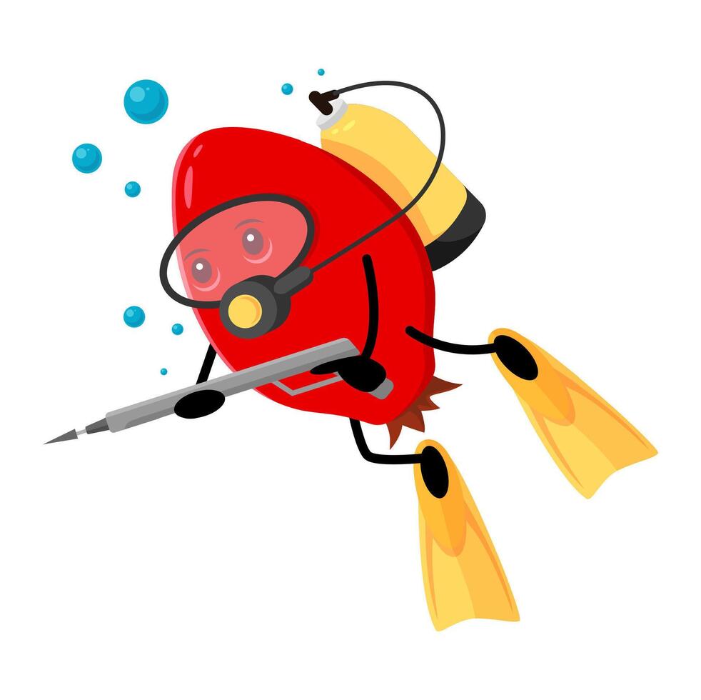 Cartoon rosehip berry character hunt with gun vector