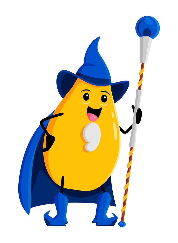 Cartoon mango tropical fruit wizard, warlock, wiz vector
