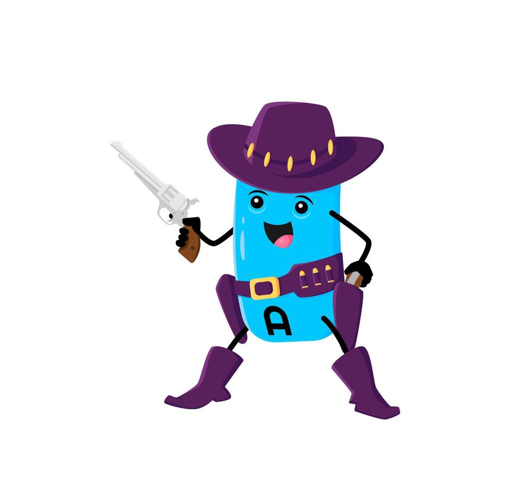 Cartoon funny vitamin A bandit robber character vector