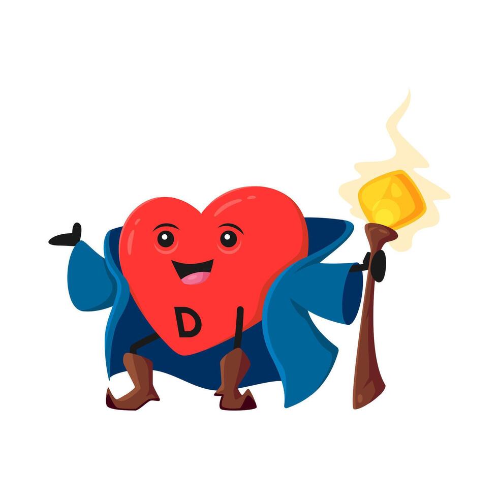 Cartoon vitamin D sorcerer character, calciferol vector