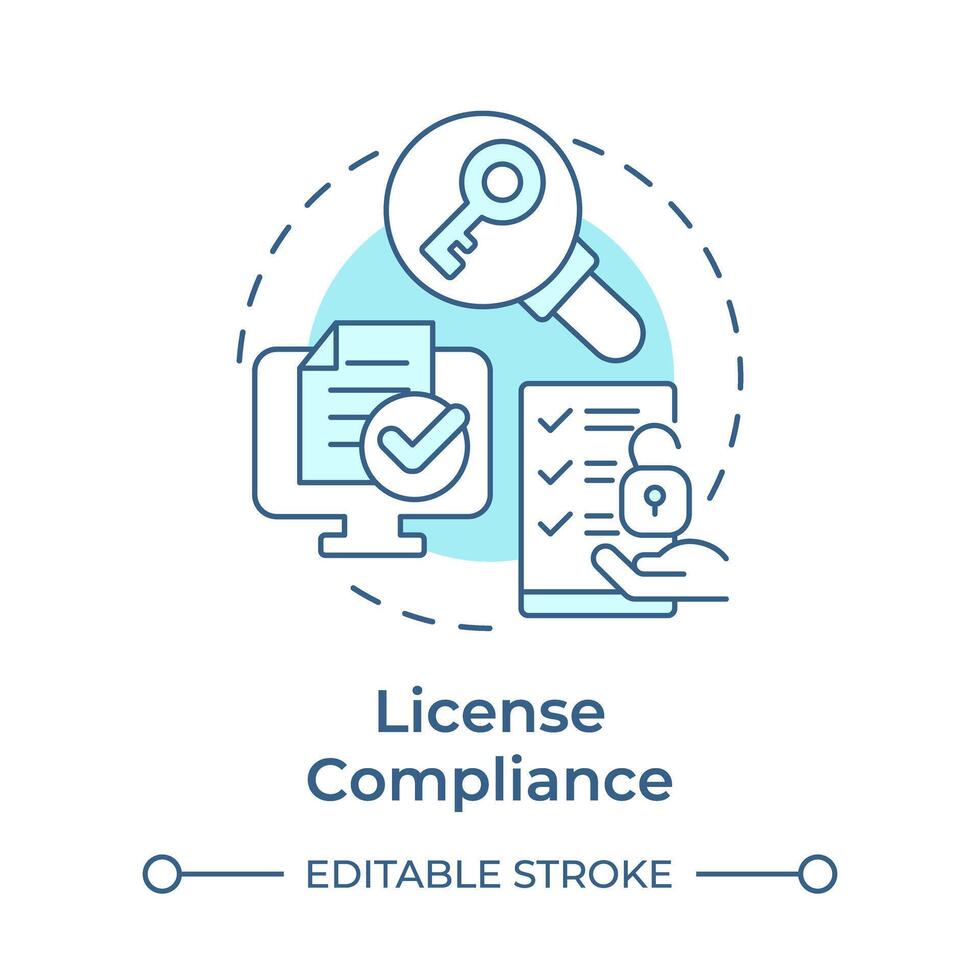 License compliance soft blue concept icon. Regulatory documentation, task list. Round shape line illustration. Abstract idea. Graphic design. Easy to use in infographic, presentation vector