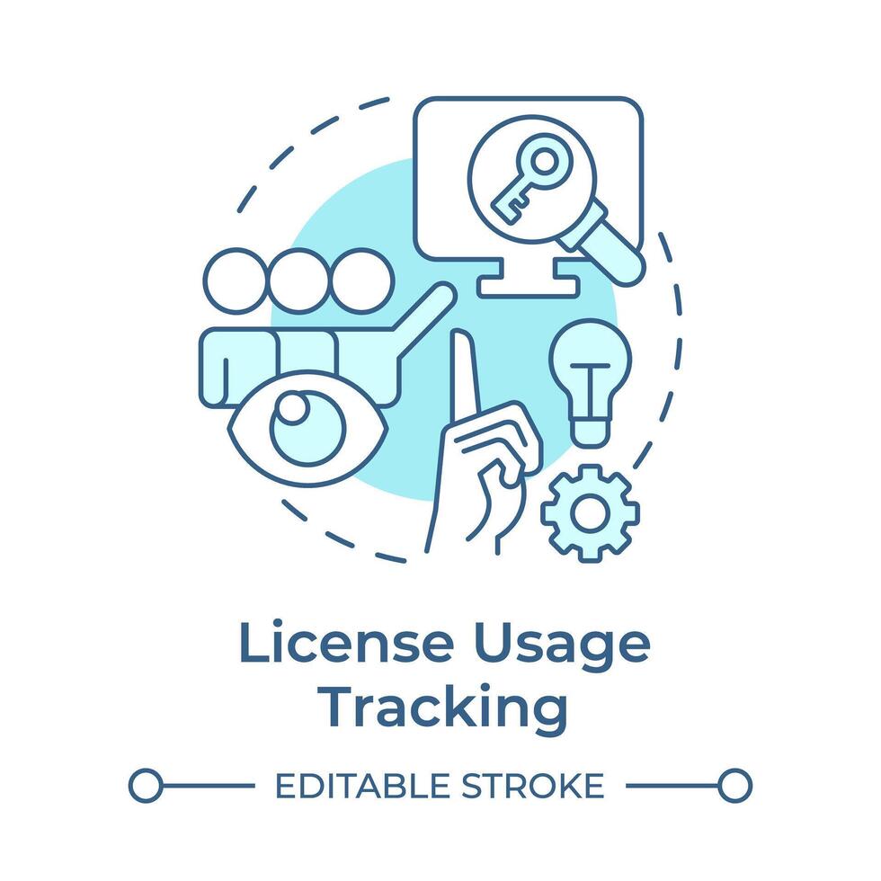 License usage tracking soft blue concept icon. Licensing software, access control. Round shape line illustration. Abstract idea. Graphic design. Easy to use in infographic, presentation vector