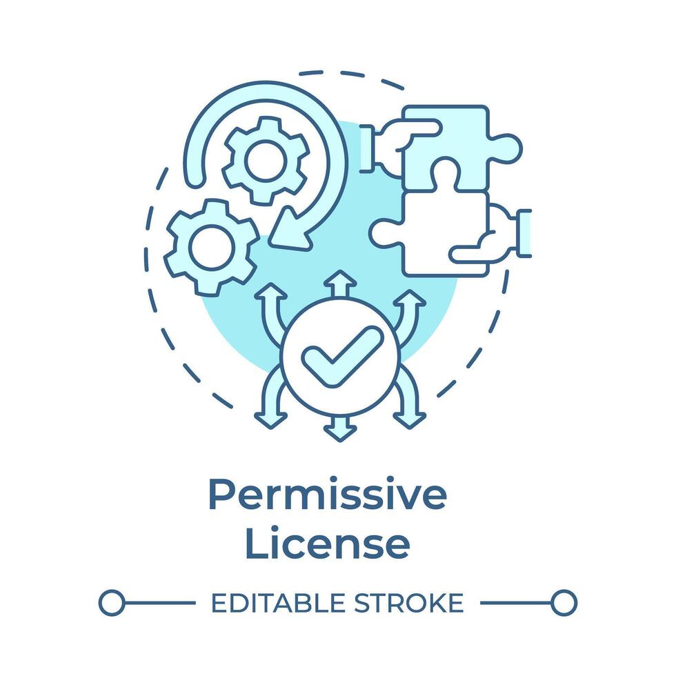 Permissive license soft blue concept icon. Copyright protection, teamwork hands. Round shape line illustration. Abstract idea. Graphic design. Easy to use in infographic, presentation vector