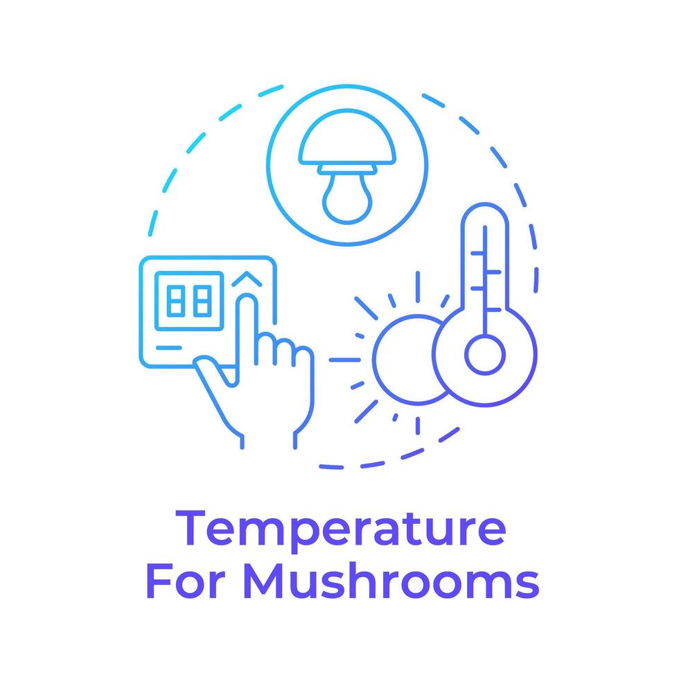 Temperature control blue gradient concept icon. Optimal conditions for growing mushrooms. Indoor farming. Round shape line illustration. Abstract idea. Graphic design. Easy to use in article vector
