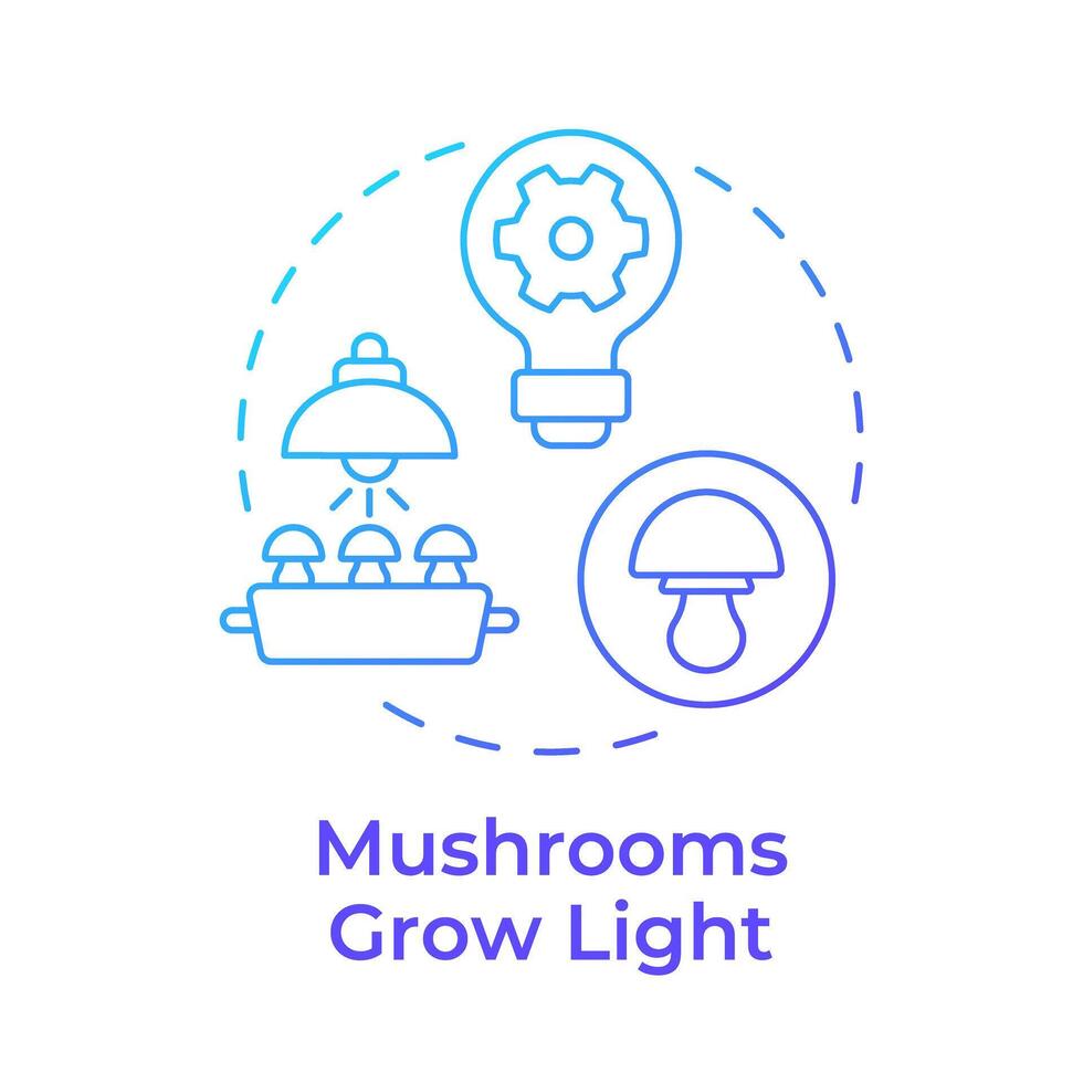 Mushrooms grow light blue gradient concept icon. Optimal conditions for growing mushrooms. Indoor farming. Round shape line illustration. Abstract idea. Graphic design. Easy to use in article vector