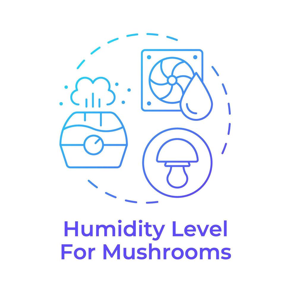 Humidity level blue gradient concept icon. Conditions for growing mushrooms. Indoor farming equipment. Round shape line illustration. Abstract idea. Graphic design. Easy to use in article vector
