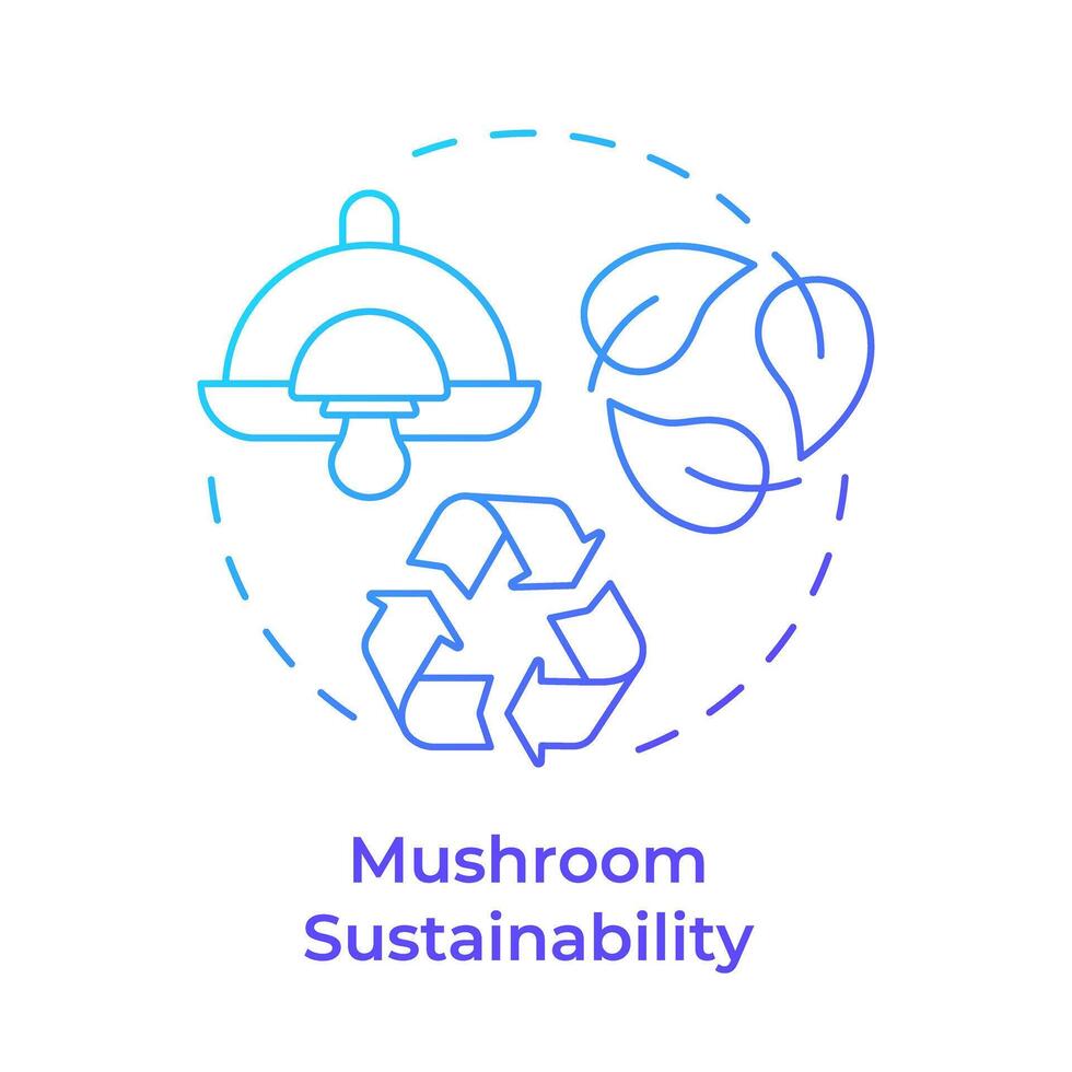 Mushroom sustainability blue gradient concept icon. Mushroom farming benefit. Using organic waste. Round shape line illustration. Abstract idea. Graphic design. Easy to use in article vector