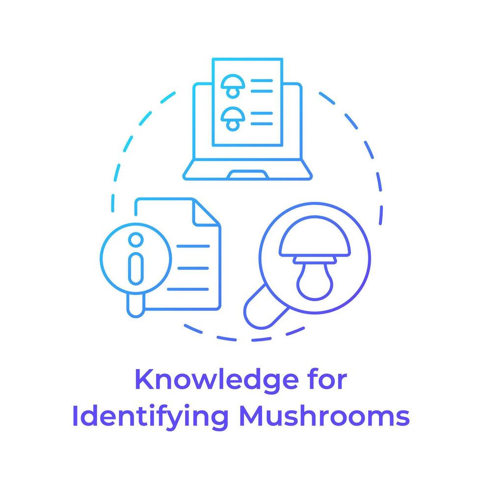 Knowledge for identifying mushrooms blue gradient concept icon. Mushroom management and regulation. Round shape line illustration. Abstract idea. Graphic design. Easy to use in article vector