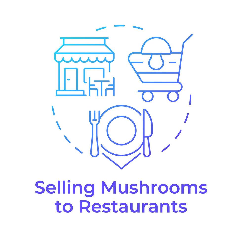 Selling mushrooms to restaurants blue gradient concept icon. Business to business. Commercial farming. Round shape line illustration. Abstract idea. Graphic design. Easy to use in article vector