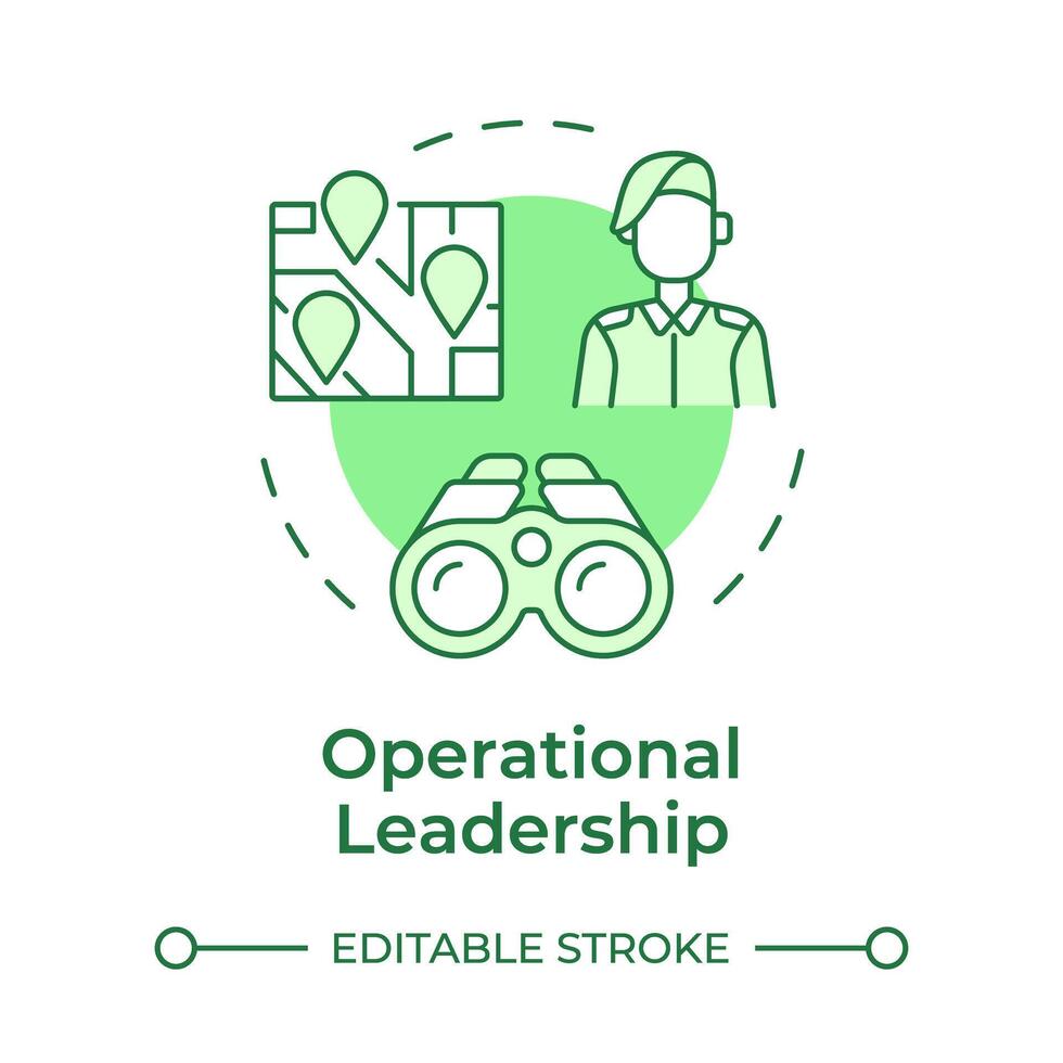 Operational leadership green concept icon. Military task, local map. Town location. Round shape line illustration. Abstract idea. Graphic design. Easy to use in infographic, presentation vector