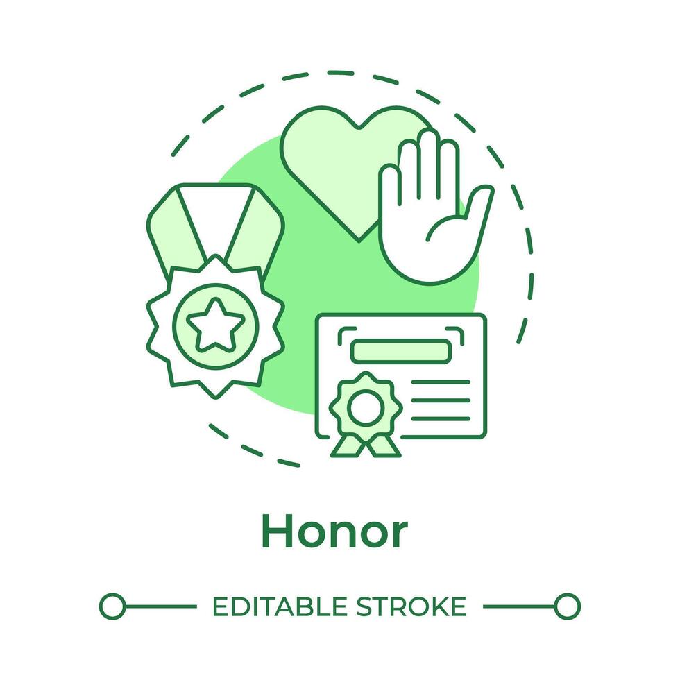 Soldiers honor green concept icon. Selfless military service. Allegiance philosophy. Round shape line illustration. Abstract idea. Graphic design. Easy to use in infographic, presentation vector