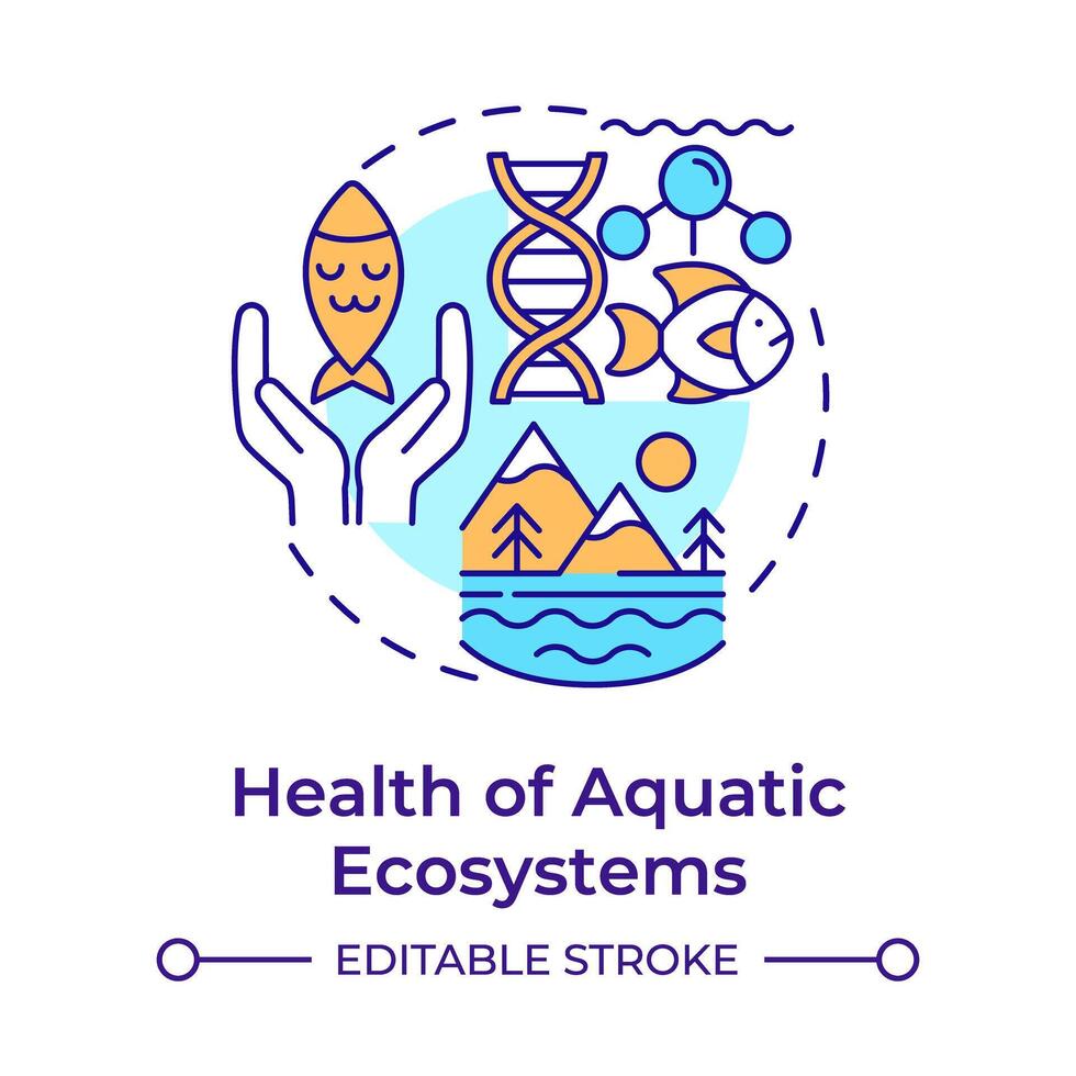 Health of aquatic ecosystems multi color concept icon. Ecology preservation, eco friendly. Round shape line illustration. Abstract idea. Graphic design. Easy to use in infographic, presentation vector