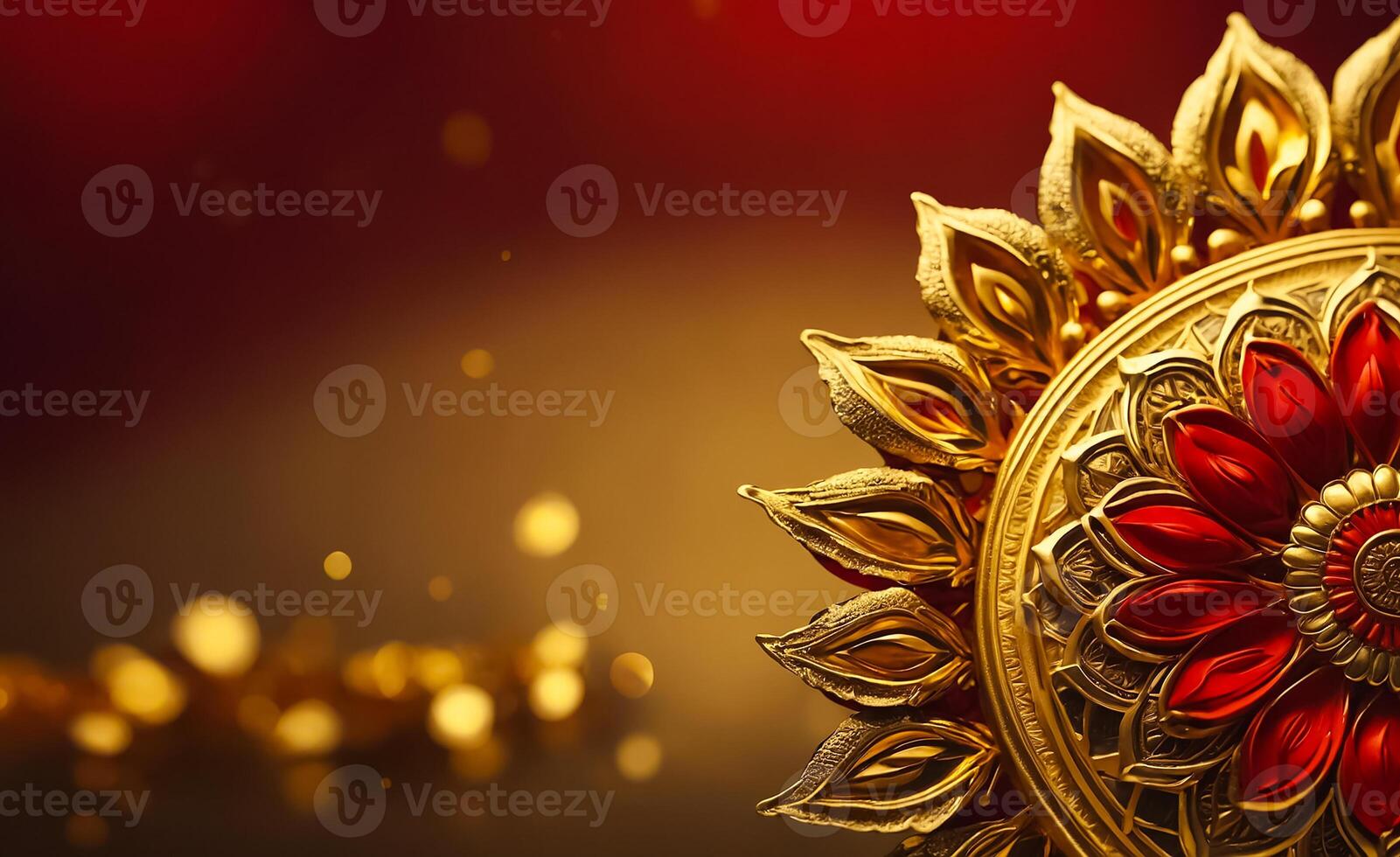 Beautiful mandala, red, gold photo