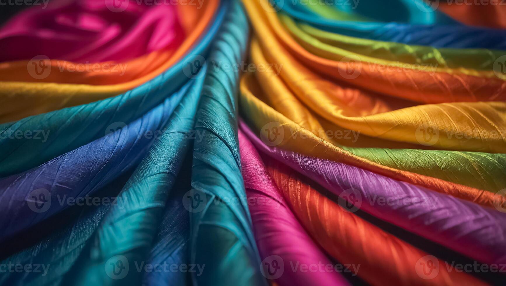 different beautiful multicolored silk fabrics background photo