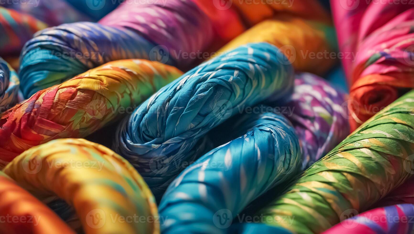 different beautiful multicolored silk fabrics background photo
