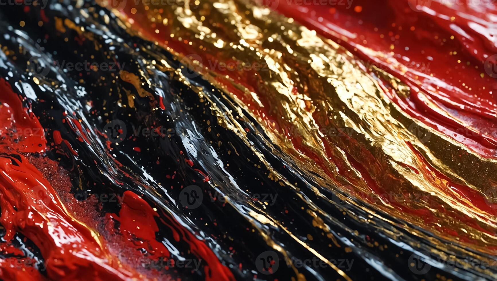 Beautiful background acrylic paint red, black and gold colors photo