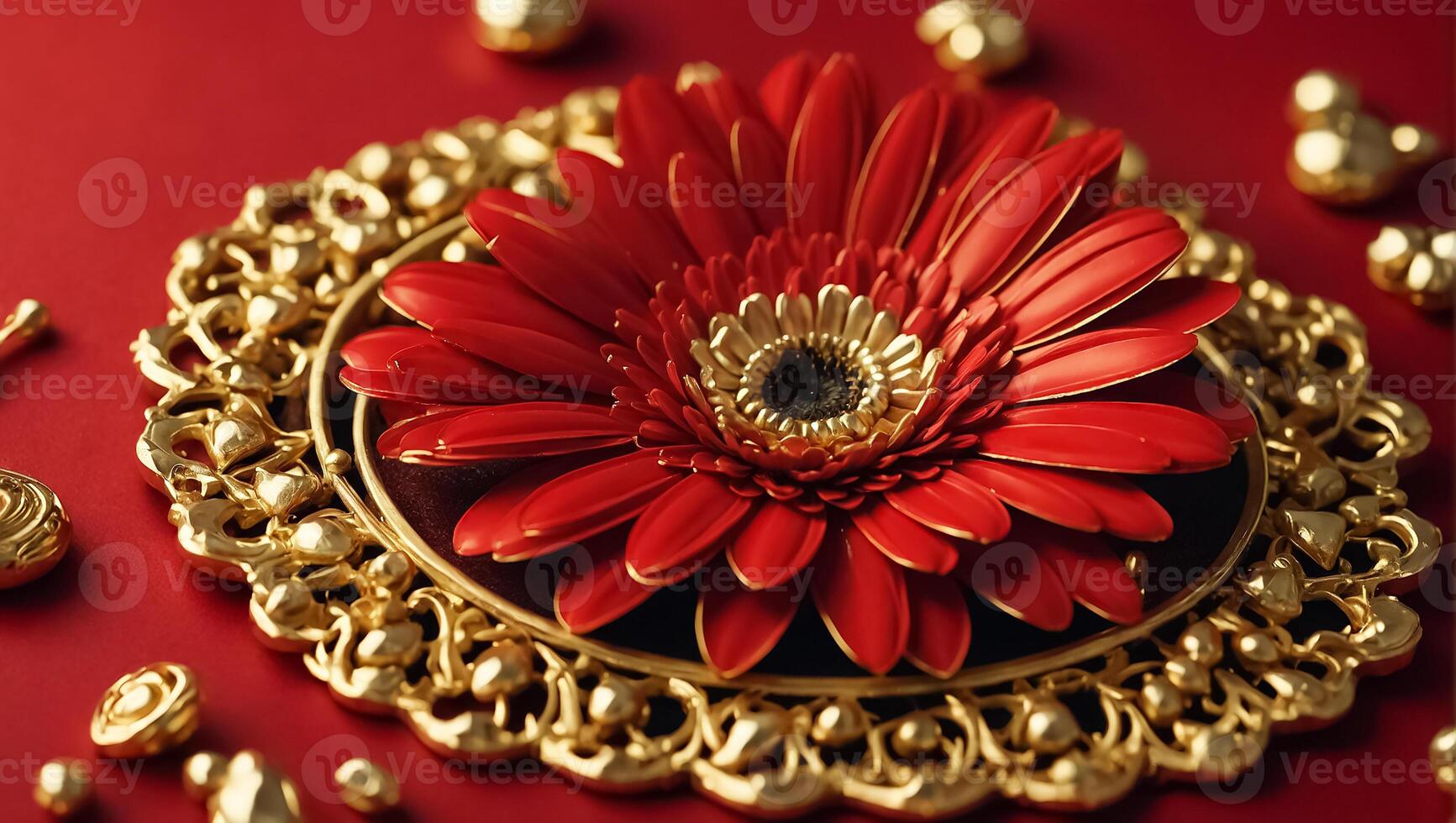 beautiful red and gold flower background fantasy photo