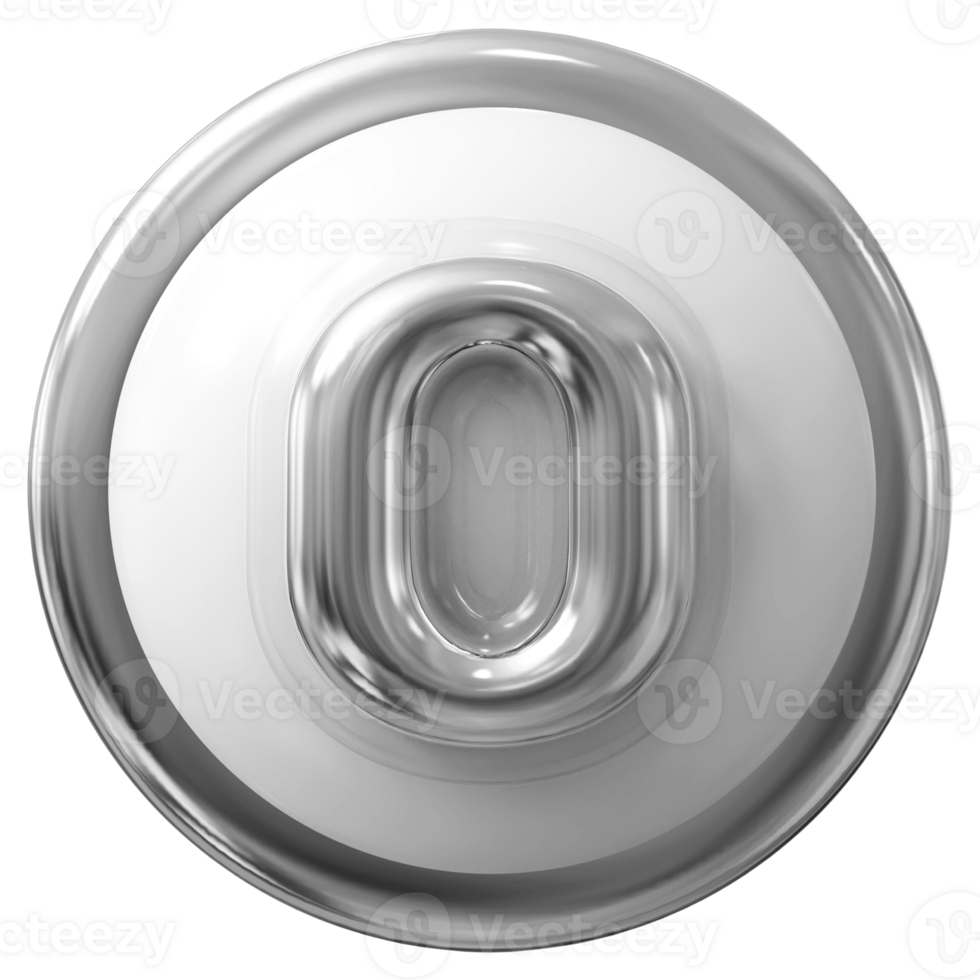 Silver 3D Number 0 png
