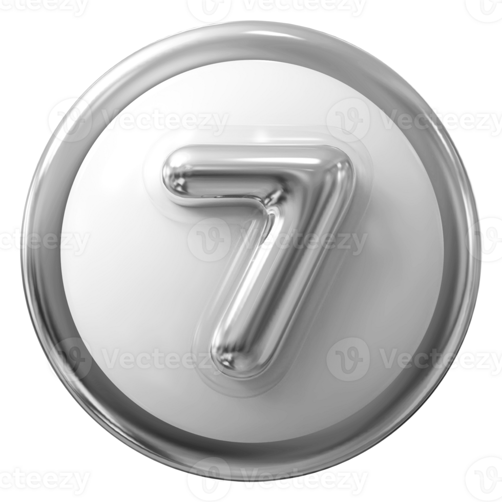 Silver 3D Number 7 png