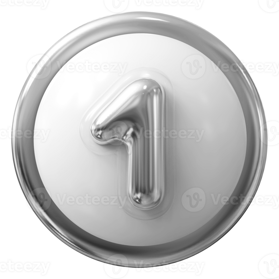 Silver 3D Number 1 png