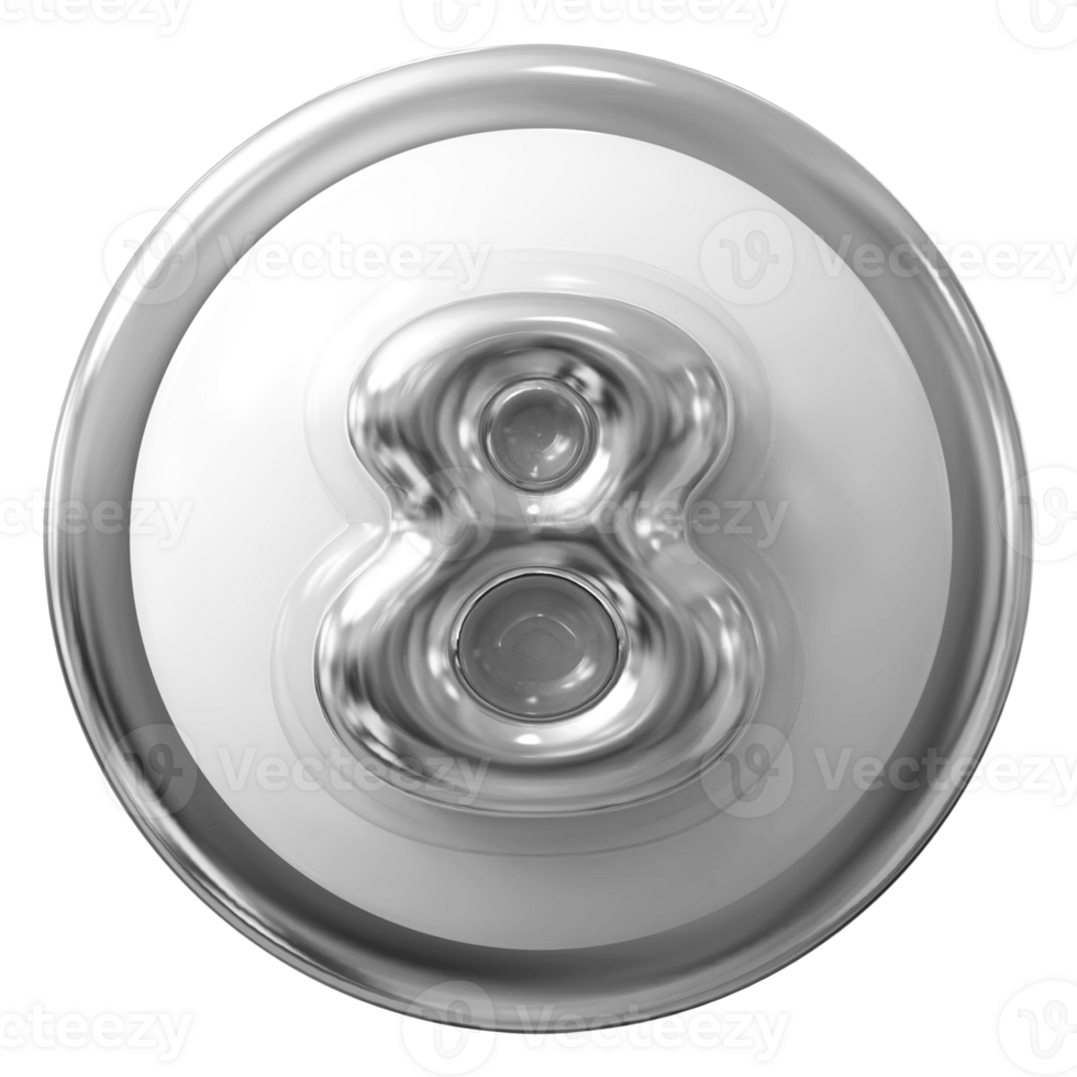 Silver 3D Number 8 png