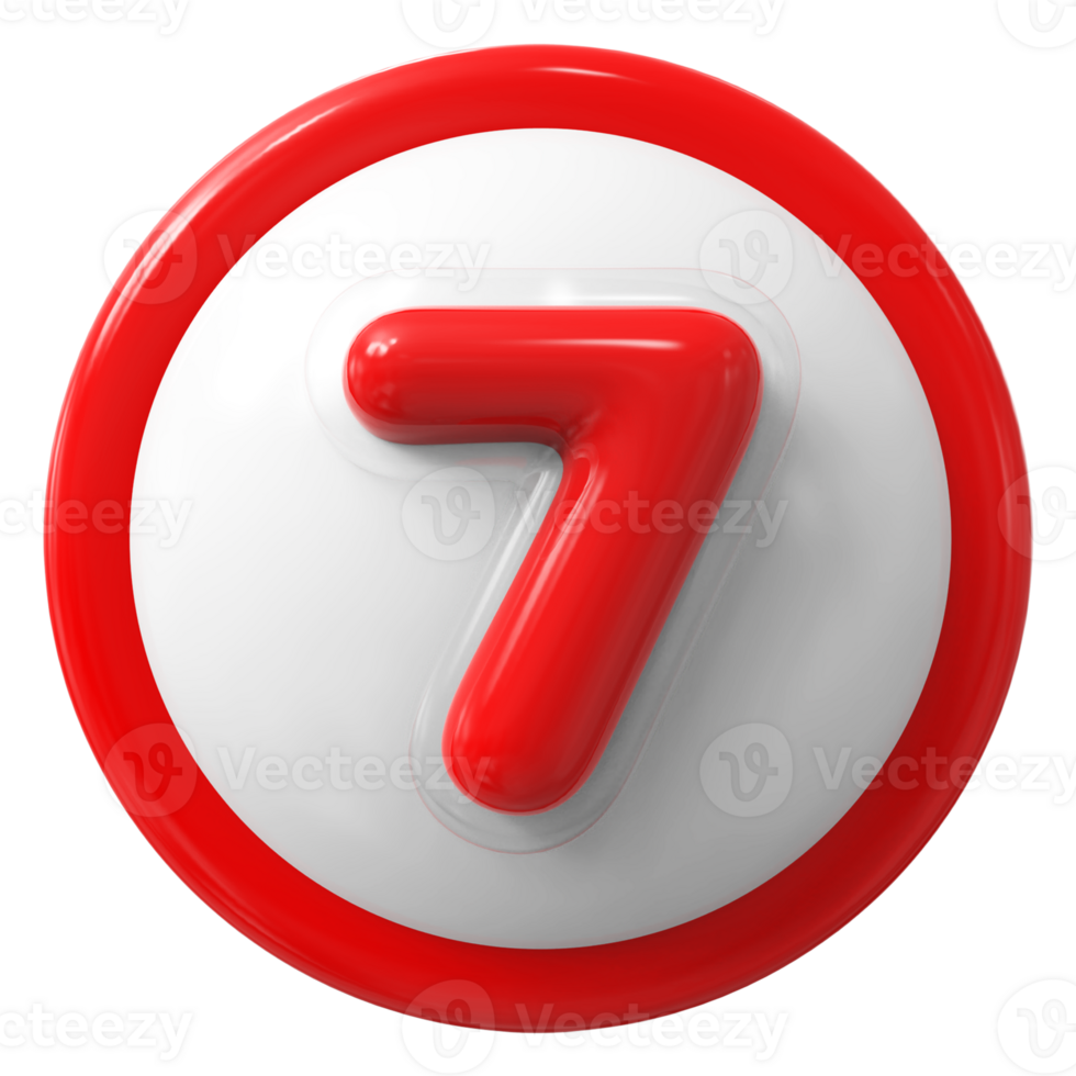 Red 3D Number 7 png