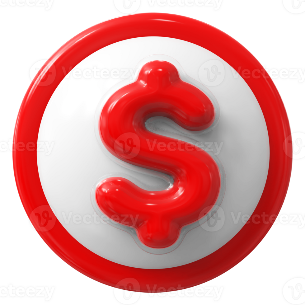 Red 3D Dollar Symbol png