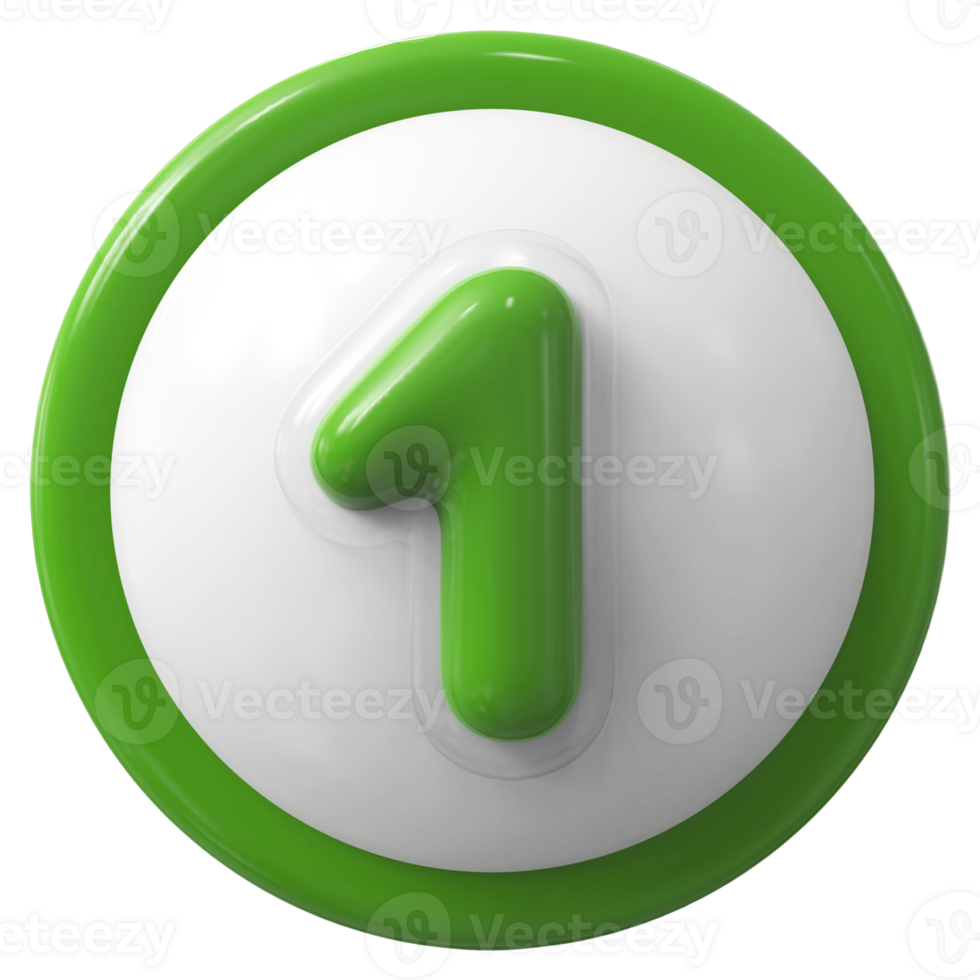 Green 3D Number 1 png