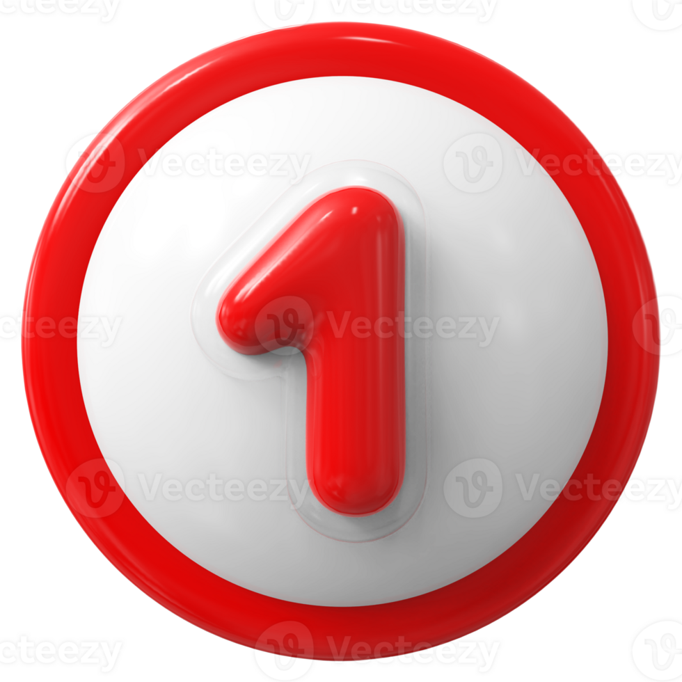 Red 3D Number 1 png