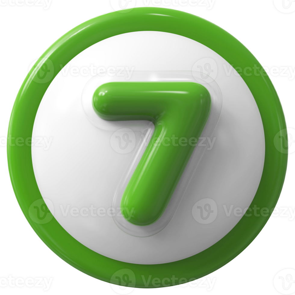 Green 3D Number 7 png