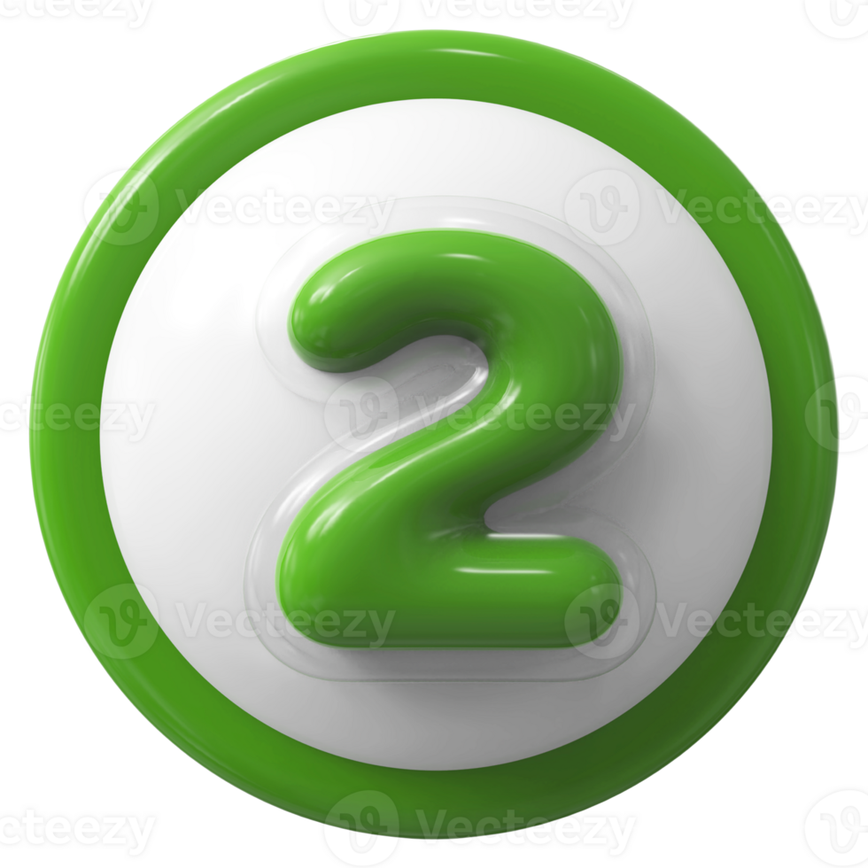 Green 3D Number 2 png