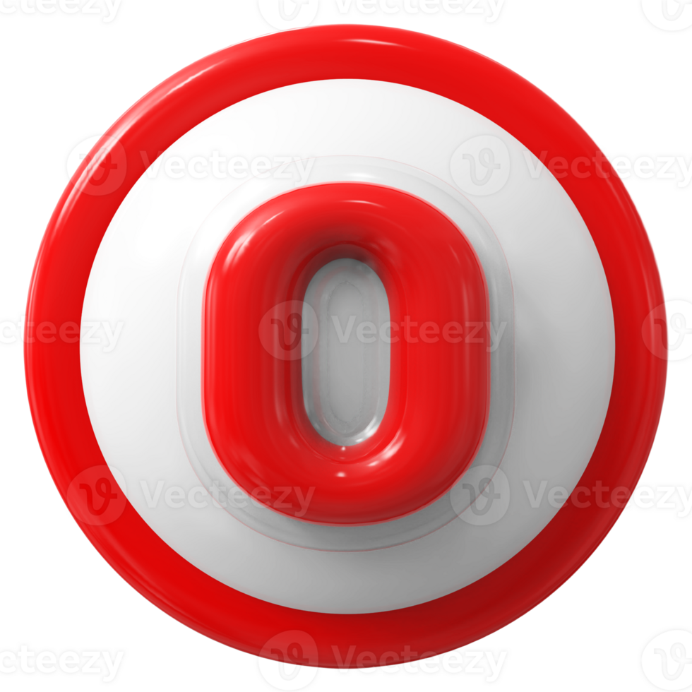 Red 3D Number 0 png
