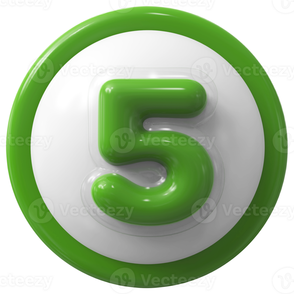 Green 3D Number 5 png