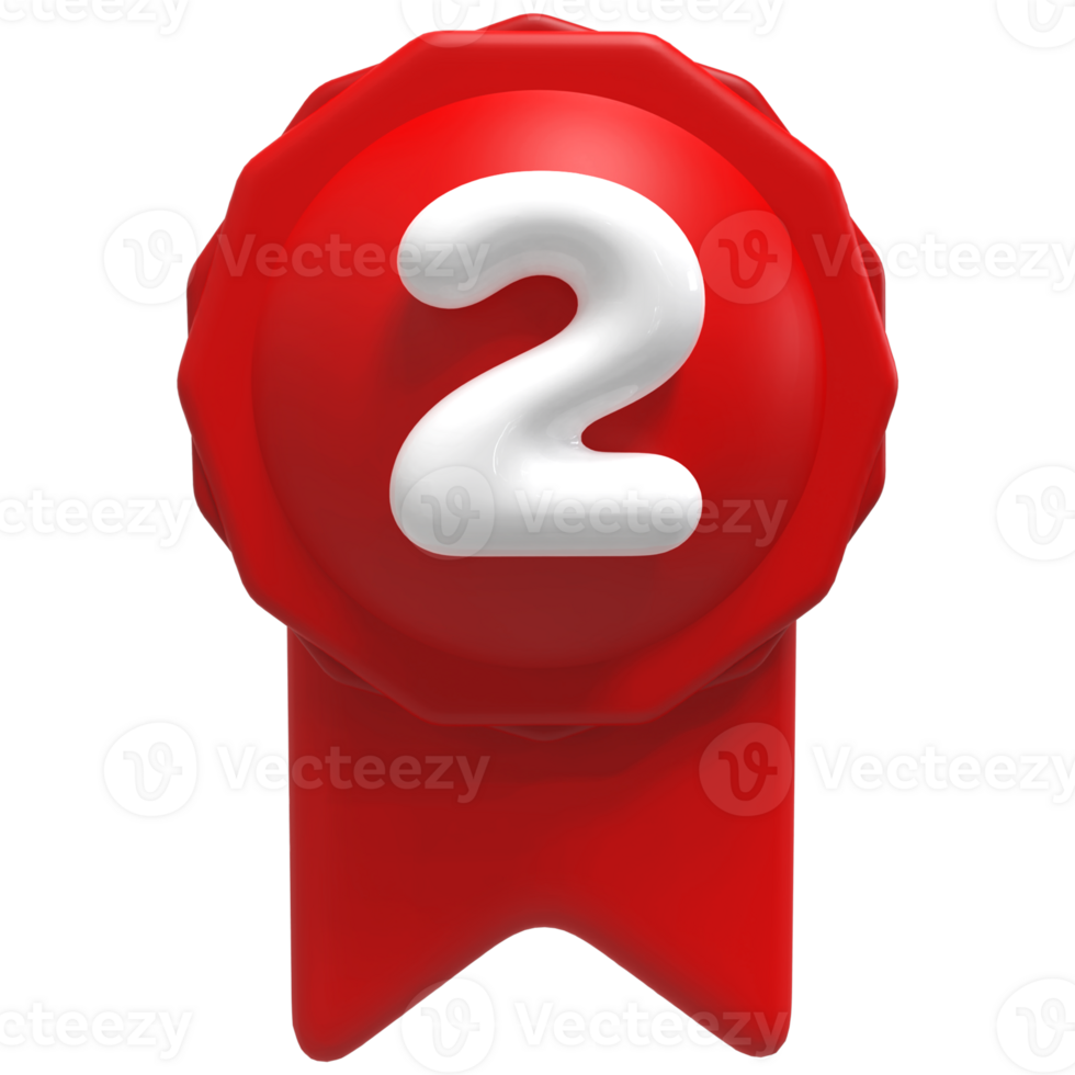Award Number 2 Icon 3D png