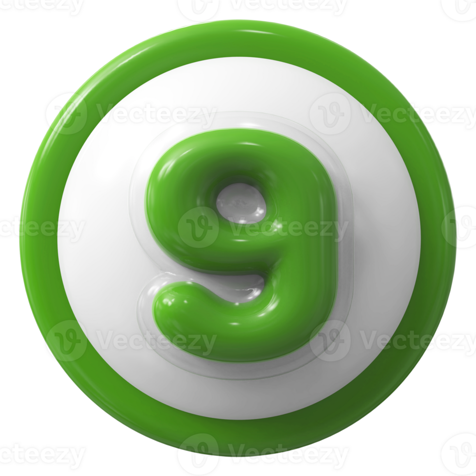 Green 3D Number 9 png