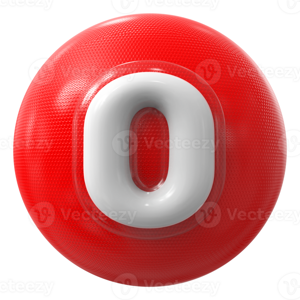 Red 3D Number 0 png