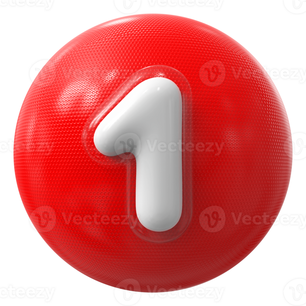 Red 3D Number 1 png
