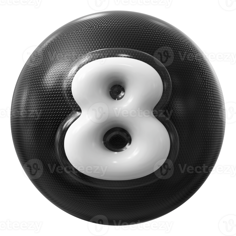 Black 3D Icon Number 8 png