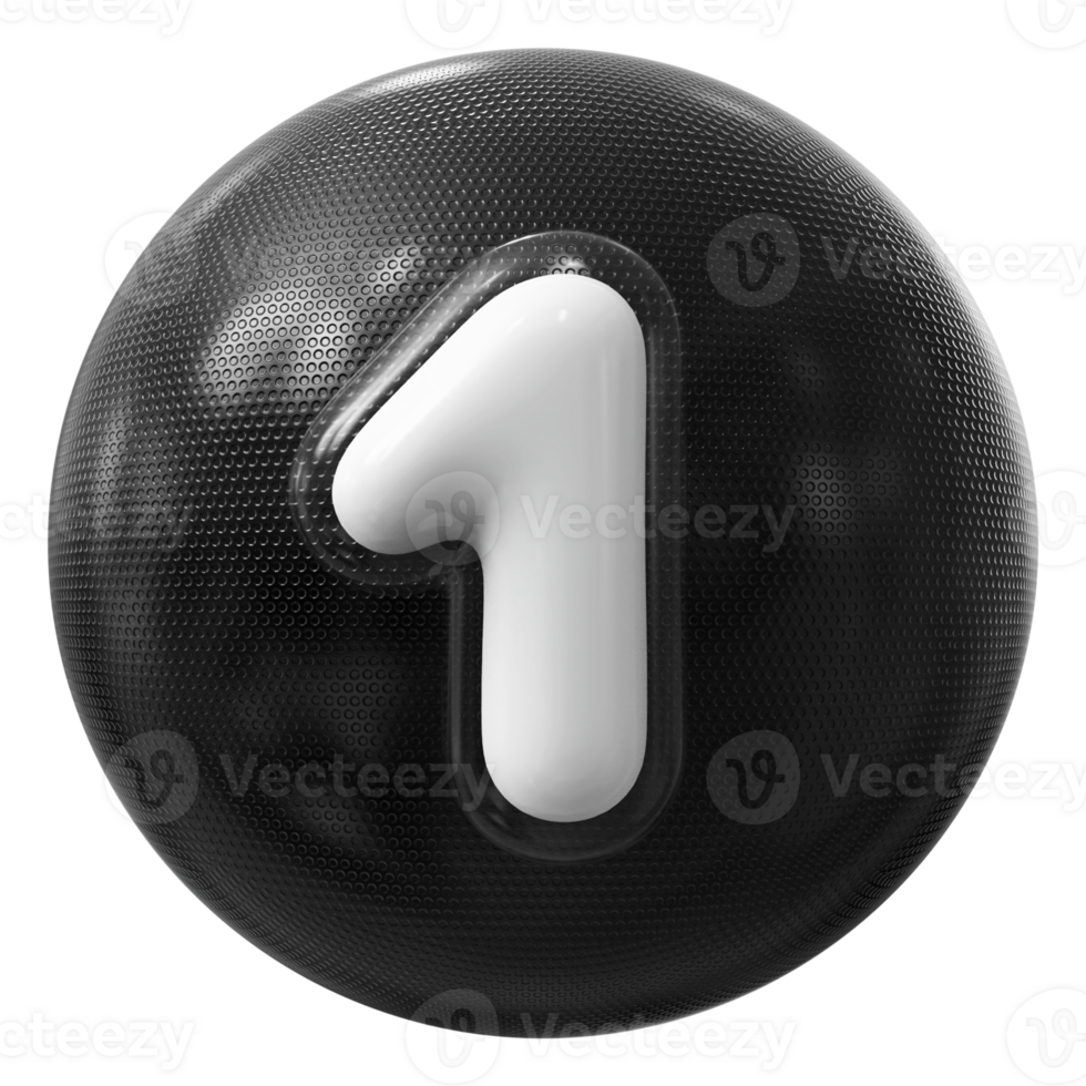 Black 3D Icon Number 1 png