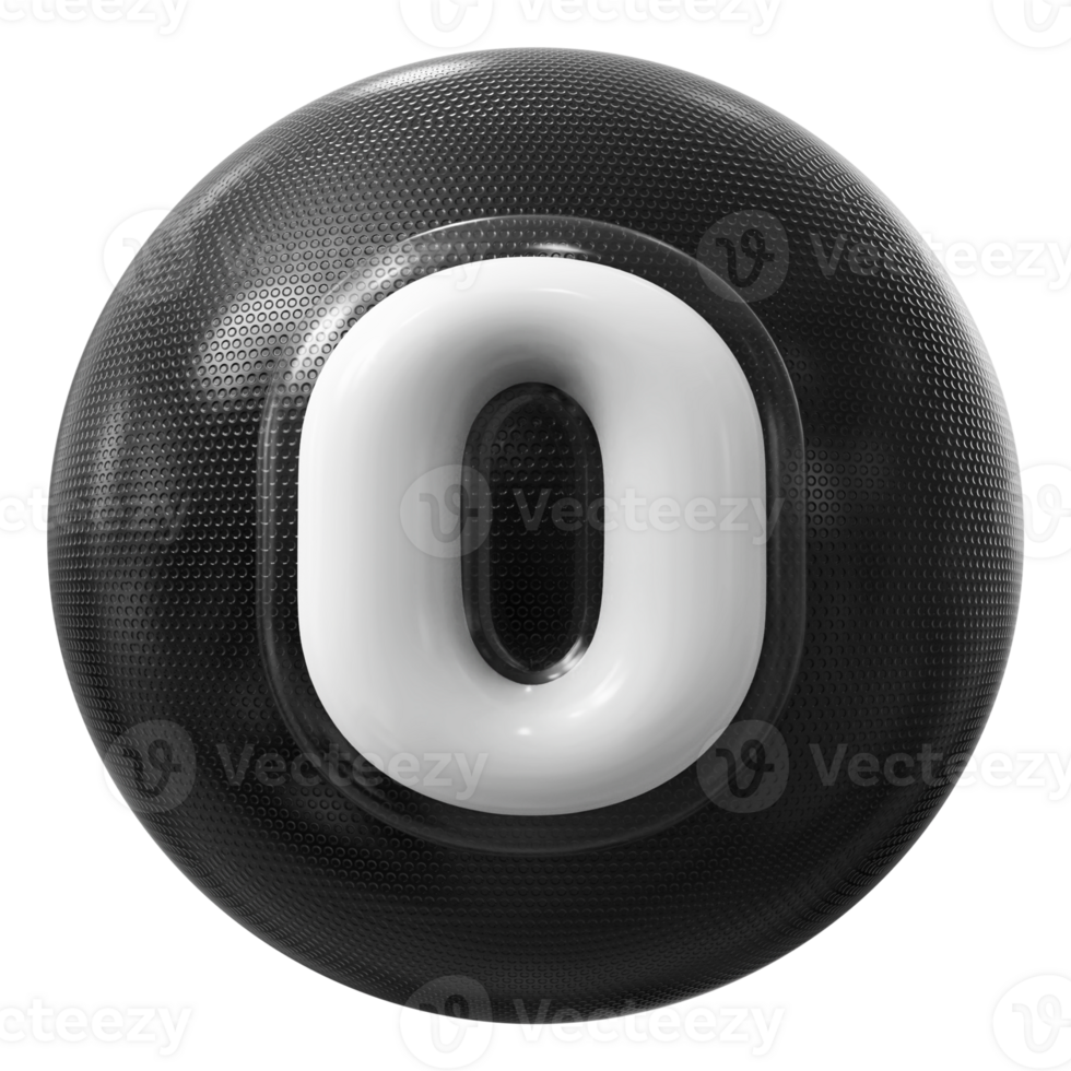 Black 3D Icon Number 0 png