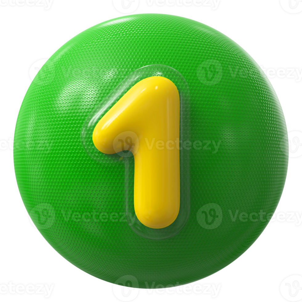 Green 3D Number 1 png