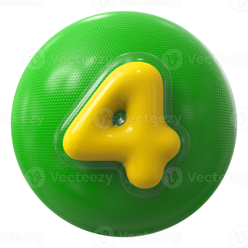 Green 3D Number 4 png