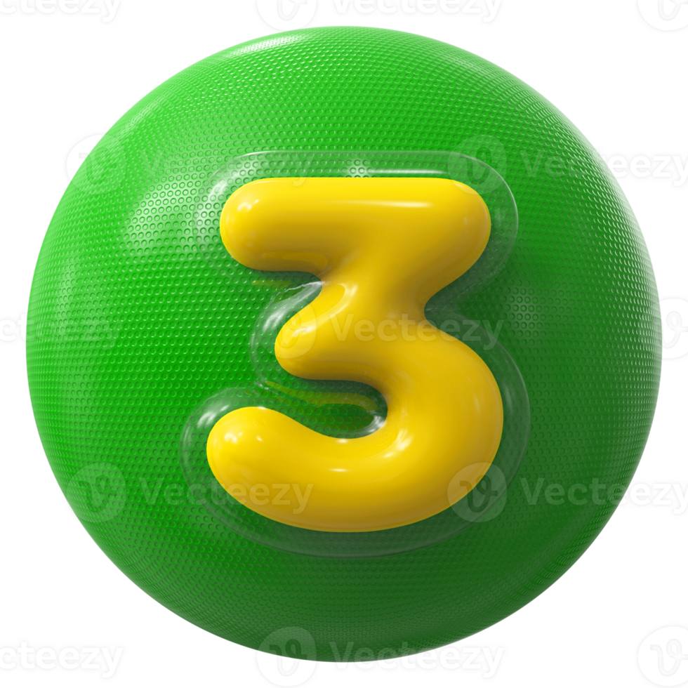 Green 3D Number 3 png