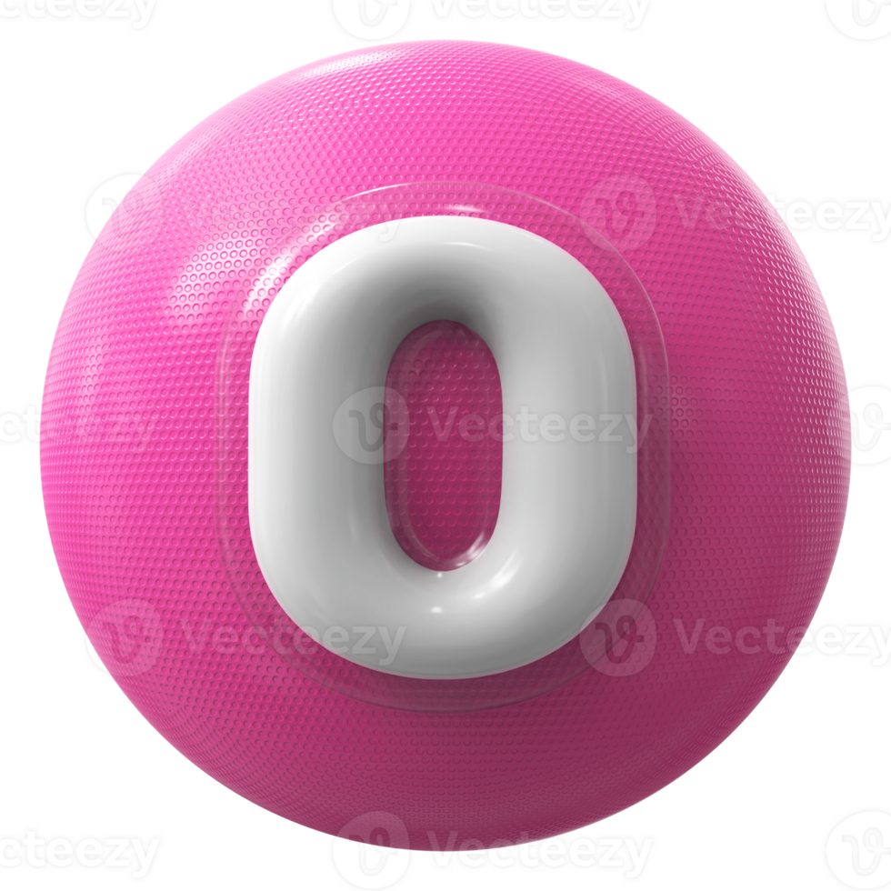 Pink 3D Number 0 png