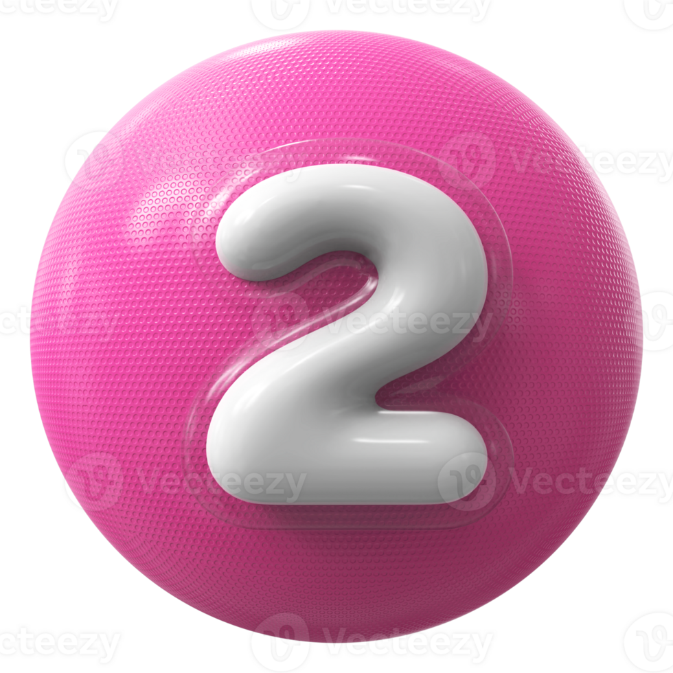 Pink 3D Number 2 png