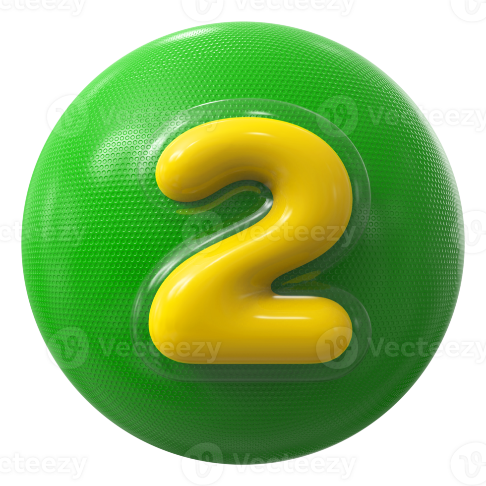 Green 3D Number 2 png
